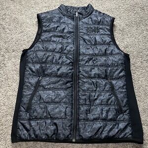 Straight Down Vest Camo‎ Men XL Black Quilted Puffer Jacket Lightweight